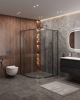 Фото Душевой уголок Cezares MOLVENO-R-11-90+20-C-GM-IV, профиль оружейная сталь