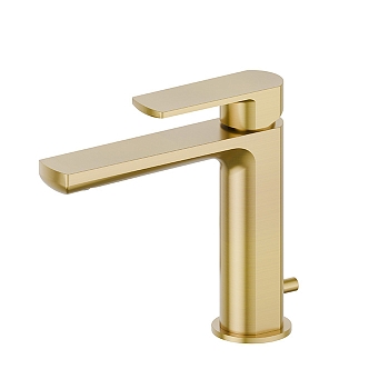 Фото Смеситель Newform Haka 72010.59.097 для раковины с донным клапаном, золото браш PVD