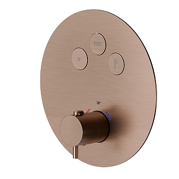 Фото Смеситель Newform X-Steel 316 70427EX.59.067 для душа термостат с кнопками на 3 потока, медь браш PVD