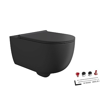 Фото Унитаз подвесной Alice Unica 32240108SET безободковый черный матовый