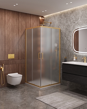 Фото Душевой уголок Cezares MOLVENO-A-2-90-P-BORO, профиль брашированное золото
