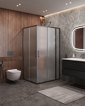 Фото Душевой уголок Cezares MOLVENO-AH-21-90+20-P-GM, профиль оружейная сталь