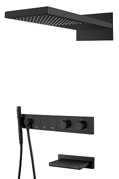 Фото Душевая система Boheme Zodiac 133-2-B с термостатом черный матовый