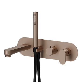 Фото Смеситель Newform Linfa II 69472E.M0.072 для ванны с переключателем на 2 потока, розовое золото матовое