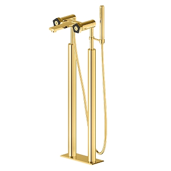 Фото Смеситель Newform ParkLE 69785C.62.093 для ванны напольный, золото глянец PVD / черный матовый