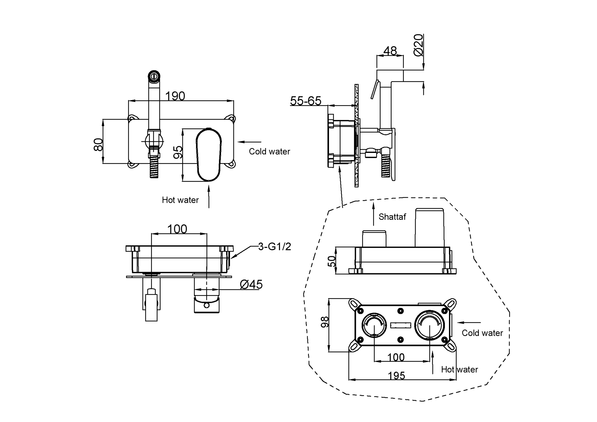 Фото Гигиенический душ Boheme Spectre 457-CR со смесителем хром глянец