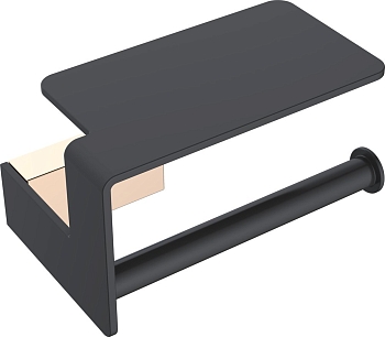Фото Держатель туалетной бумаги Boheme Q 10941-G-B полкой для телефона золото/черный