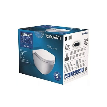 Фото Унитаз подвесной Duravit Starck 3 42250900A1, с сиденьем с микролифтом, белый глянцевый