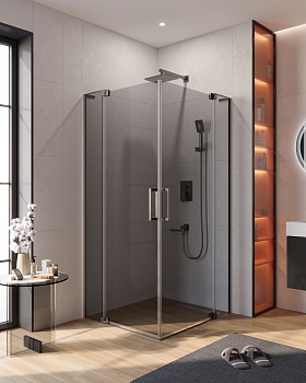 Фото Душевой уголок Cezares SLIDER-AH-2-70/80-80/90-GRIGIO-GM, профиль оружейная сталь