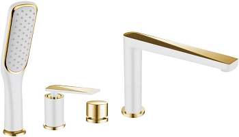 Фото Смеситель на борт ванны Boheme Venturo 380-W золото/белый
