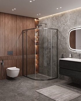 Фото Душевой уголок Cezares MOLVENO-RH-1-110/90-C-GM-IV, профиль оружейная сталь