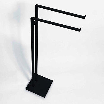 Фото Стойка Colombo MiniQ B5038.NM с двойным полотенцедержателем L34 см, H84 см, черный матовый