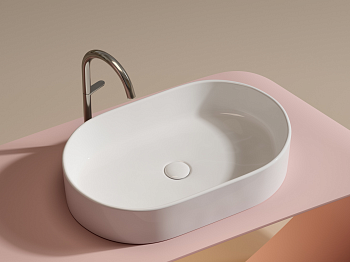 Фото Раковина Ceramicanova Element CN6048 накладная 60 × 38,5 × 12,2 см, белый глянцевый