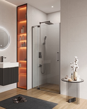 Фото Душевая дверь в нишу Cezares SLIDER-B-1-100/110-C-GM, профиль оружейная сталь