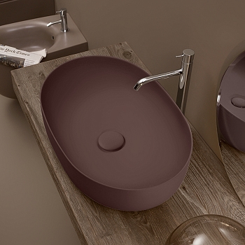 Фото Раковина Kerasan Nolita 534375 накладная 60 см, цвет Borgogna matt