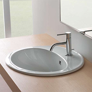 Фото Раковина Globo Lavabi d'arredamento  VA017.BI*1 встраиваемая 56 см, цвет белый