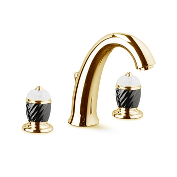 Фото Смеситель Newform Deluxe 68005.66.019 для раковины с донным клапаном, золото глянец