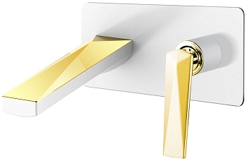 Фото Смеситель для раковины Boheme Venturo 385-W белый глянец/золото глянец