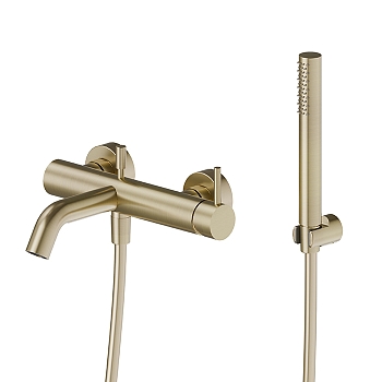 Фото Смеситель Newform X-Steel 316 69640CX.59.098 для ванны, шампань браш PVD