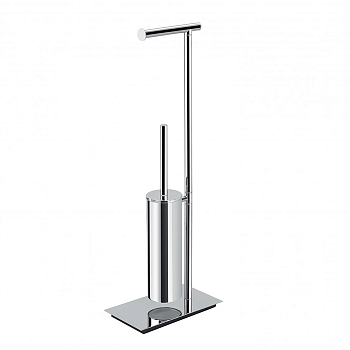 Фото Стойка Colombo Square B9907.HPS1 с держателем бумаги и ершиком H67 см, нержавеющая сталь