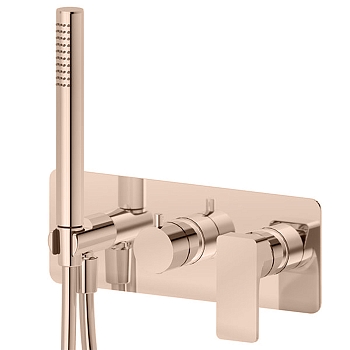 Фото Смеситель Newform B-Easy 72669E.M0.072 для душа с переключателем на 2 потока и ручным душем, розовое золото матовое