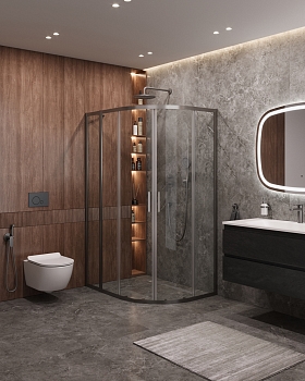 Фото Душевой уголок Cezares MOLVENO-RH-2-120/90-C-GM-IV, профиль оружейная сталь