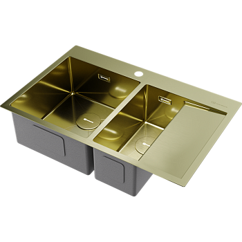 Фото Кухонная мойка Omoikiri Akisame 78-2-L-LG 4973087 светлое золото