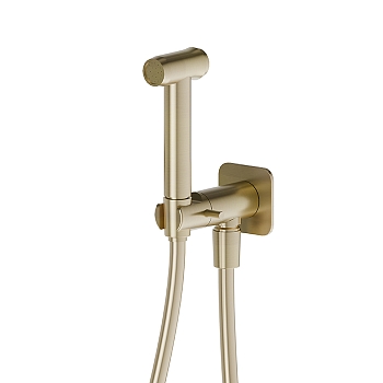 Фото Гигиенический душ Newform X-Steel 316 69644X.59.098 с запорным вентилем, шампань браш PVD