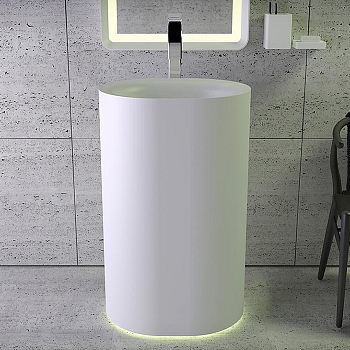 Фото Раковина Knief Moon 0600-031-01WA напольная 45 см, цвет белый матовый