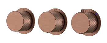 Фото Смеситель для душа Boheme Stick Diamond 124-T-3-BRB.1 с термостатом на 3 потребителя, бронза брашированная