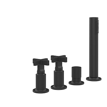 Фото Смеситель на борт ванны Gessi Inciso 58143#299 для наполнения через слив-перелив, черный матовый