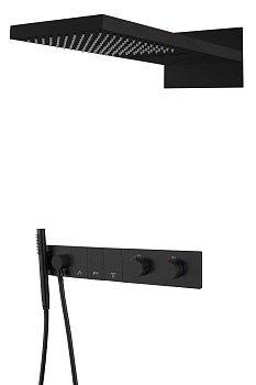 Фото Душевая система Boheme Zodiac 133-B с термостатом черный матовый