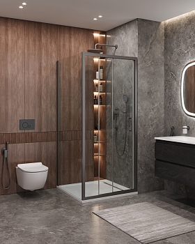 Фото Душевой уголок Cezares MOLVENO-AF-31-90-C-GM-IV, профиль оружейная сталь