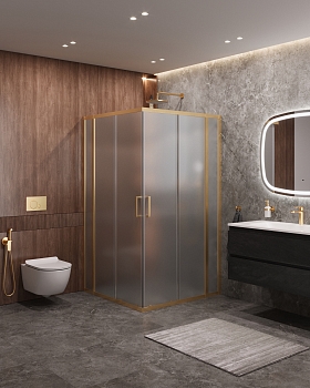 Фото Душевой уголок Cezares MOLVENO-A-22-90+20-P-BORO, профиль брашированное золото