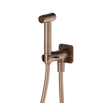 Фото Гигиенический душ Newform X-Steel 316 69644X.59.067 с запорным вентилем, медь браш PVD